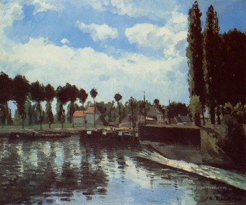 ブルック川の流れ Painting - ポントワーズの水門 カミーユ・ピサロ 風景 川